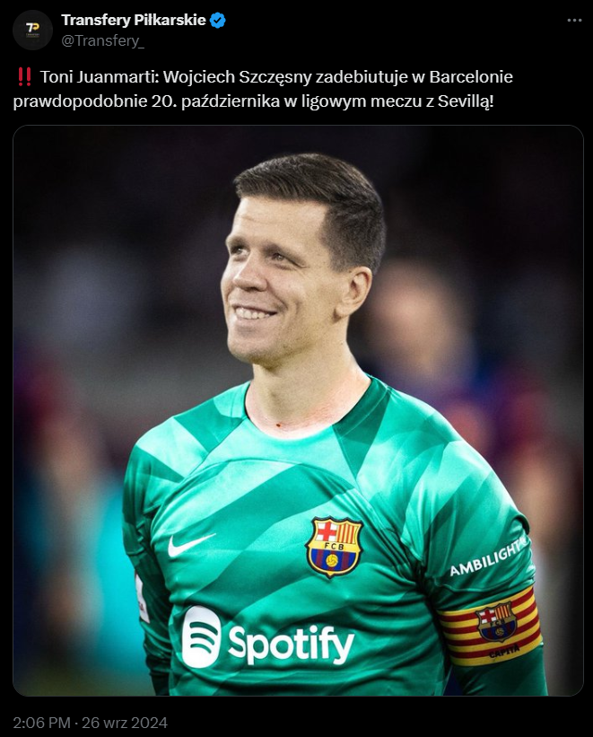 Wiadomo, kiedy Wojciech Szczęsny ma ZADEBIUTOWAĆ w Barcelonie!